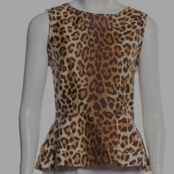 kate spade Tops - Kate Spade Silk Peplum Top in Leopard Print